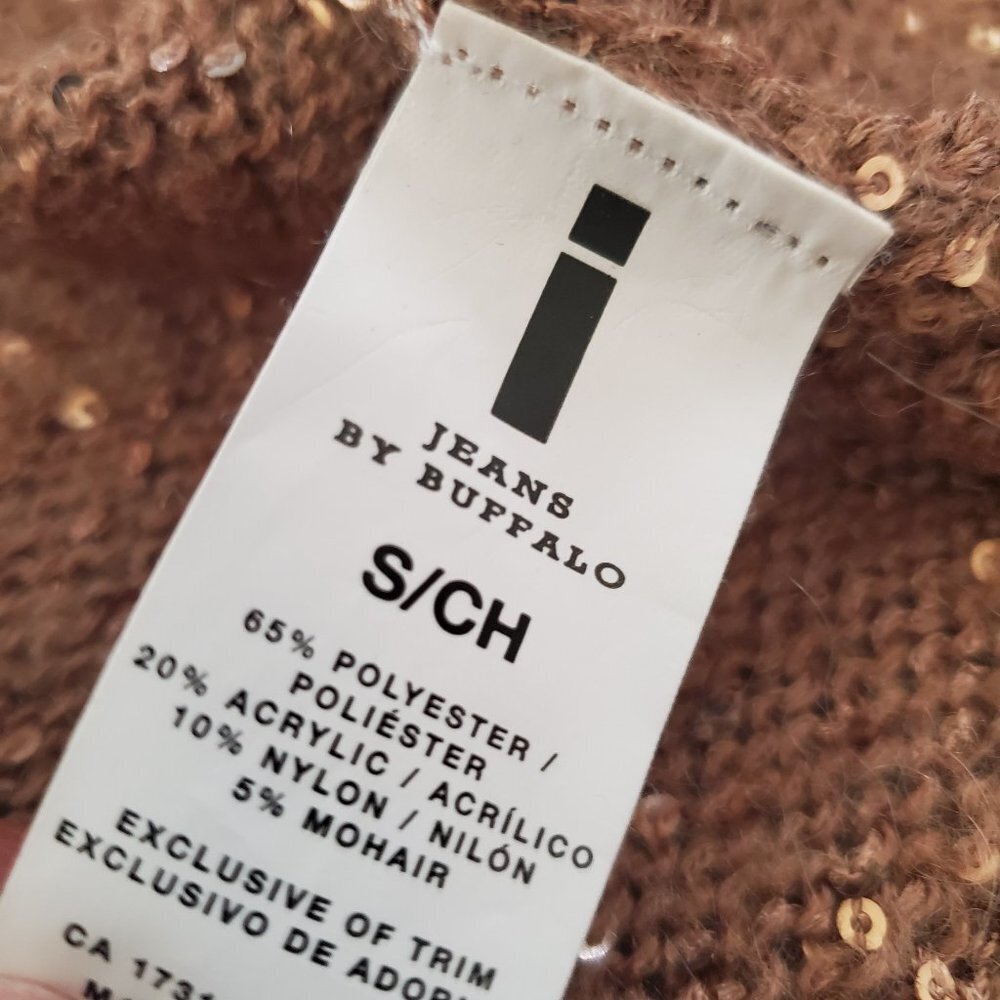 I Jeans by Buffalo Sequin Neutral V-Neck Sweater SZ SM - Picture 6 of 9